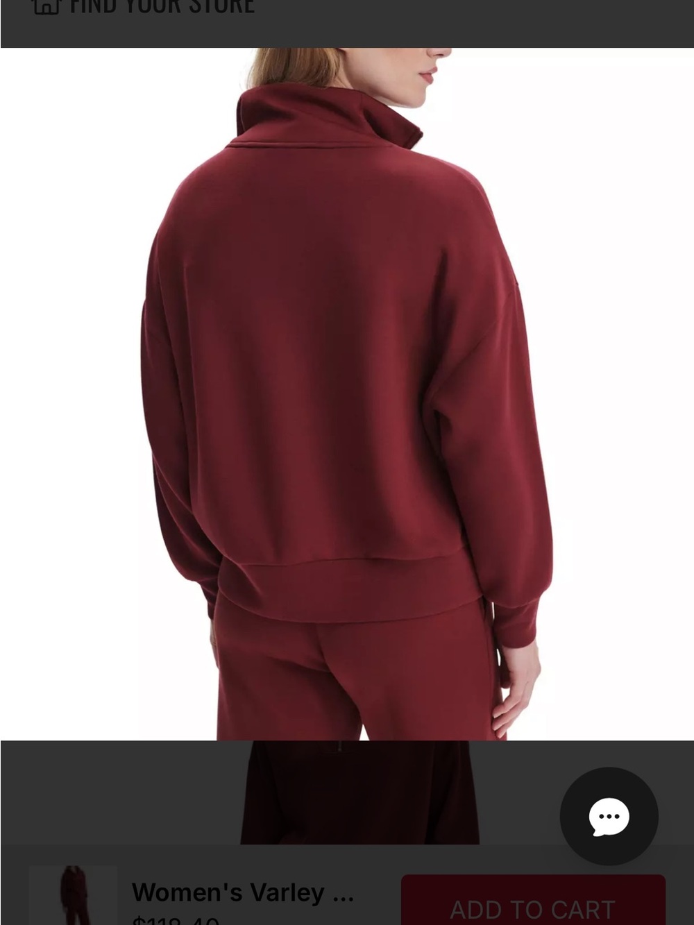 Varley Zip-Front Pullover in Deep Burgundy - Picture 3 of 8